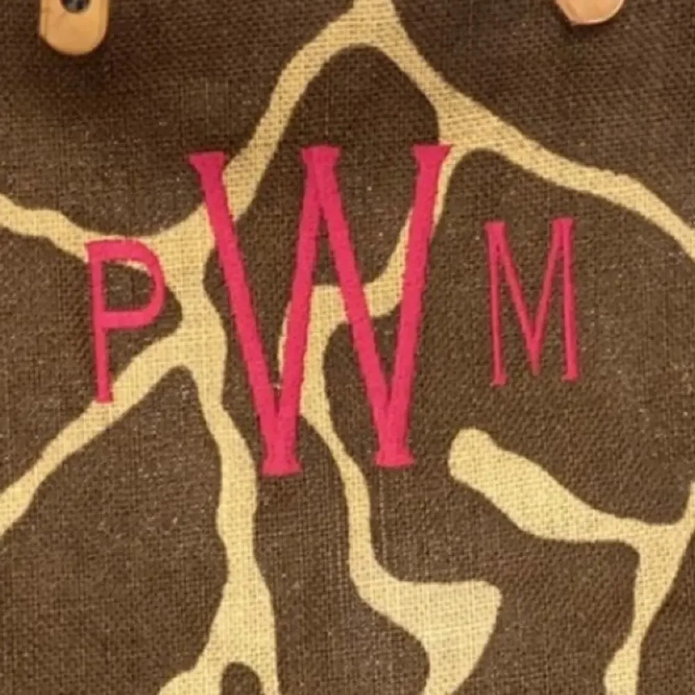 Murval Giraffe Print Tote Bag Monogram PWN Canvas Oversized‎ Shopper